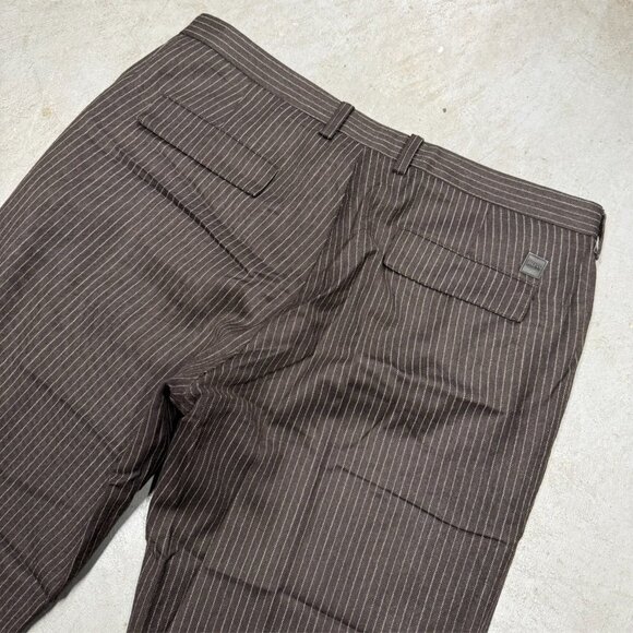 Hugo Boss Dress Pants Striped Wool Trousers "Baxter" Brown 36x32 - Picture 9 of 10